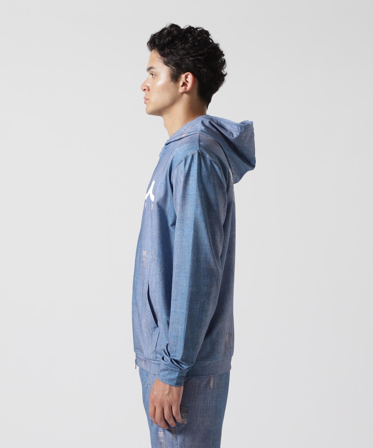 muta MARINE/ムータ マリン/DENIM PRINTED RASH HOODIE