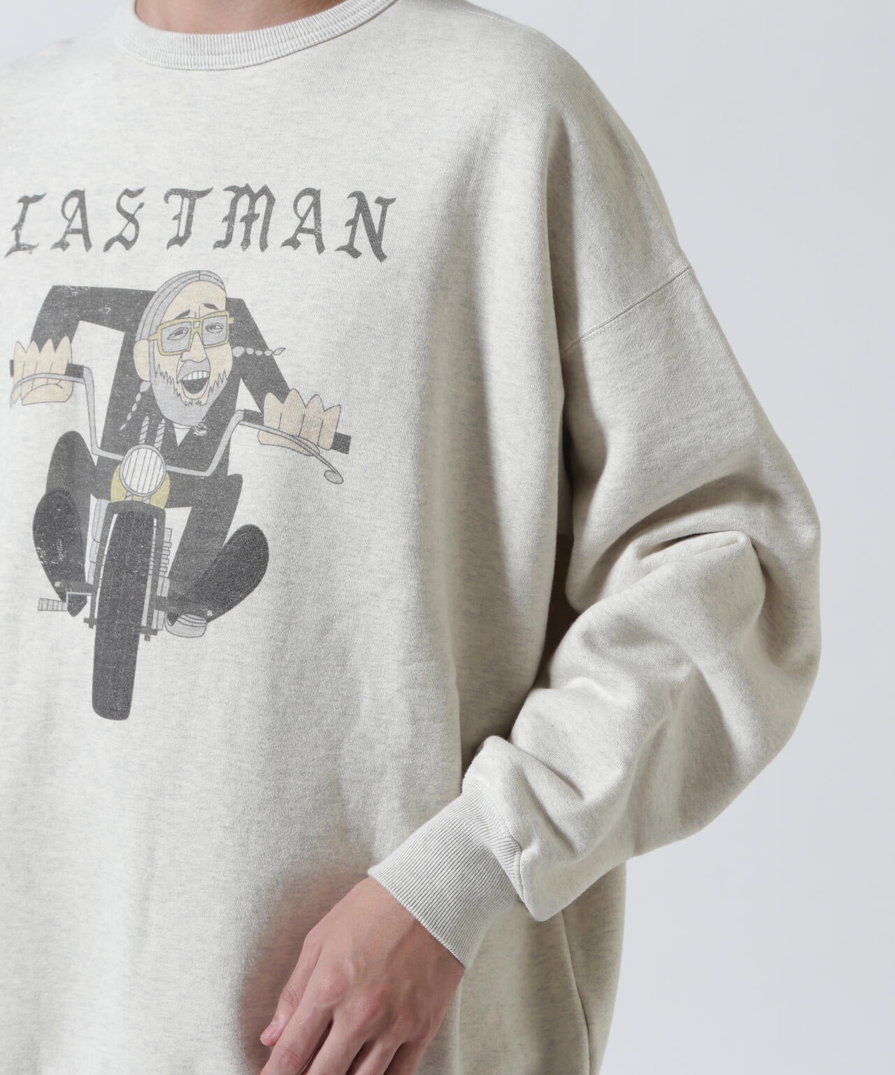LASTMAN/ラストマン/PRINTED CREW NECK -EASY RIDER OATMEAL (252LM-CT15)