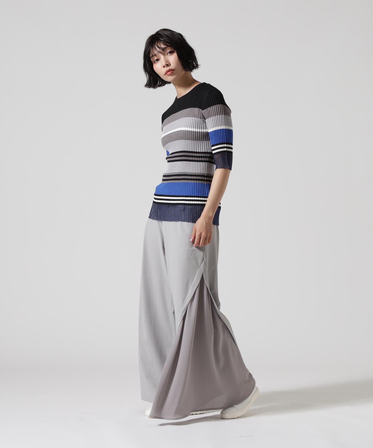 AULA AILA/アウラアイラ/MULTI BORDER KNIT