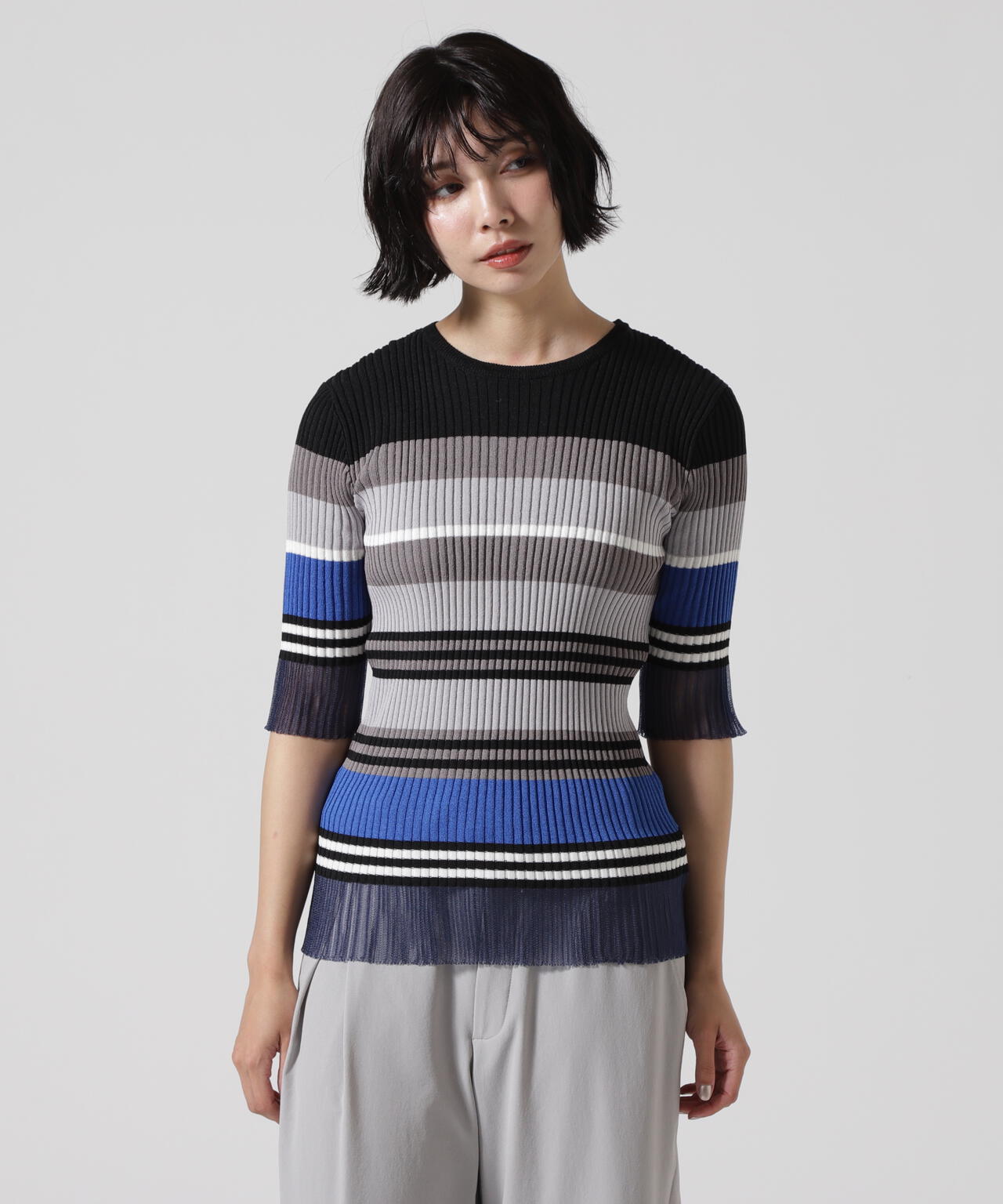 AULA AILA/アウラアイラ/MULTI BORDER KNIT