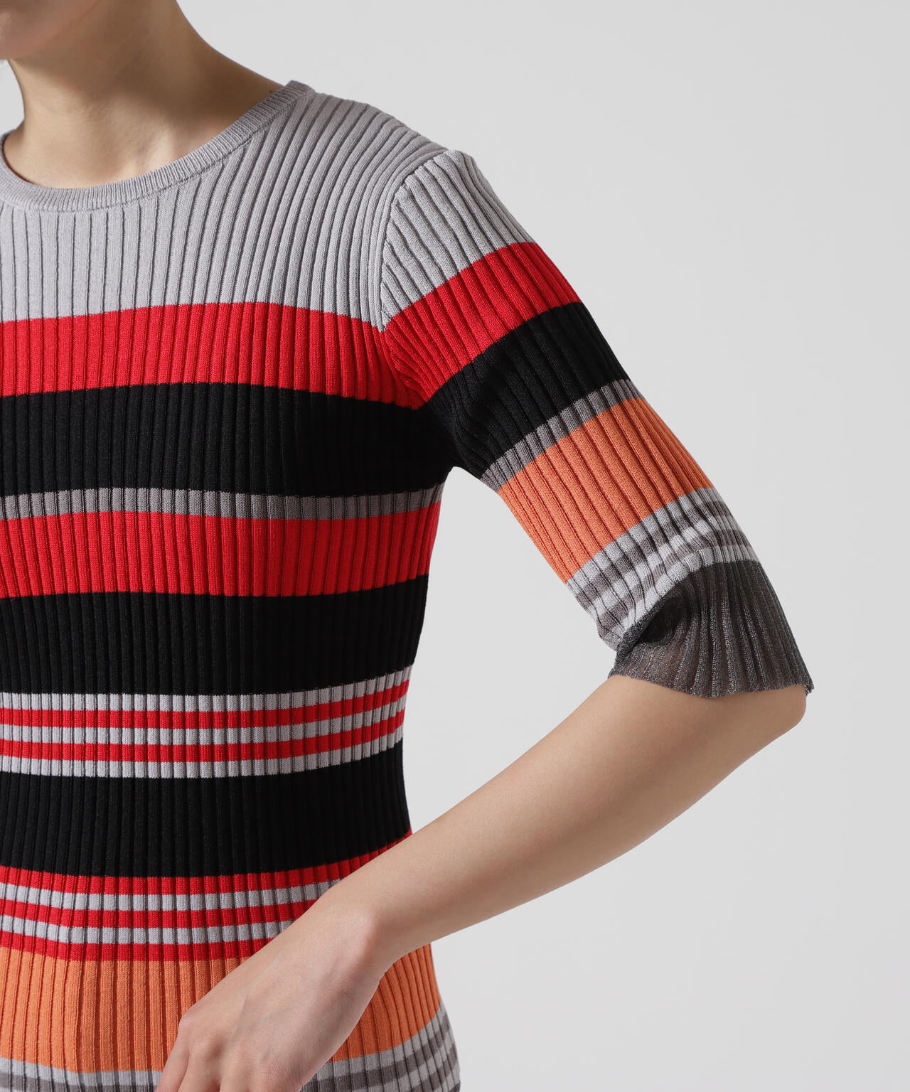 AULA AILA/アウラアイラ/MULTI BORDER KNIT