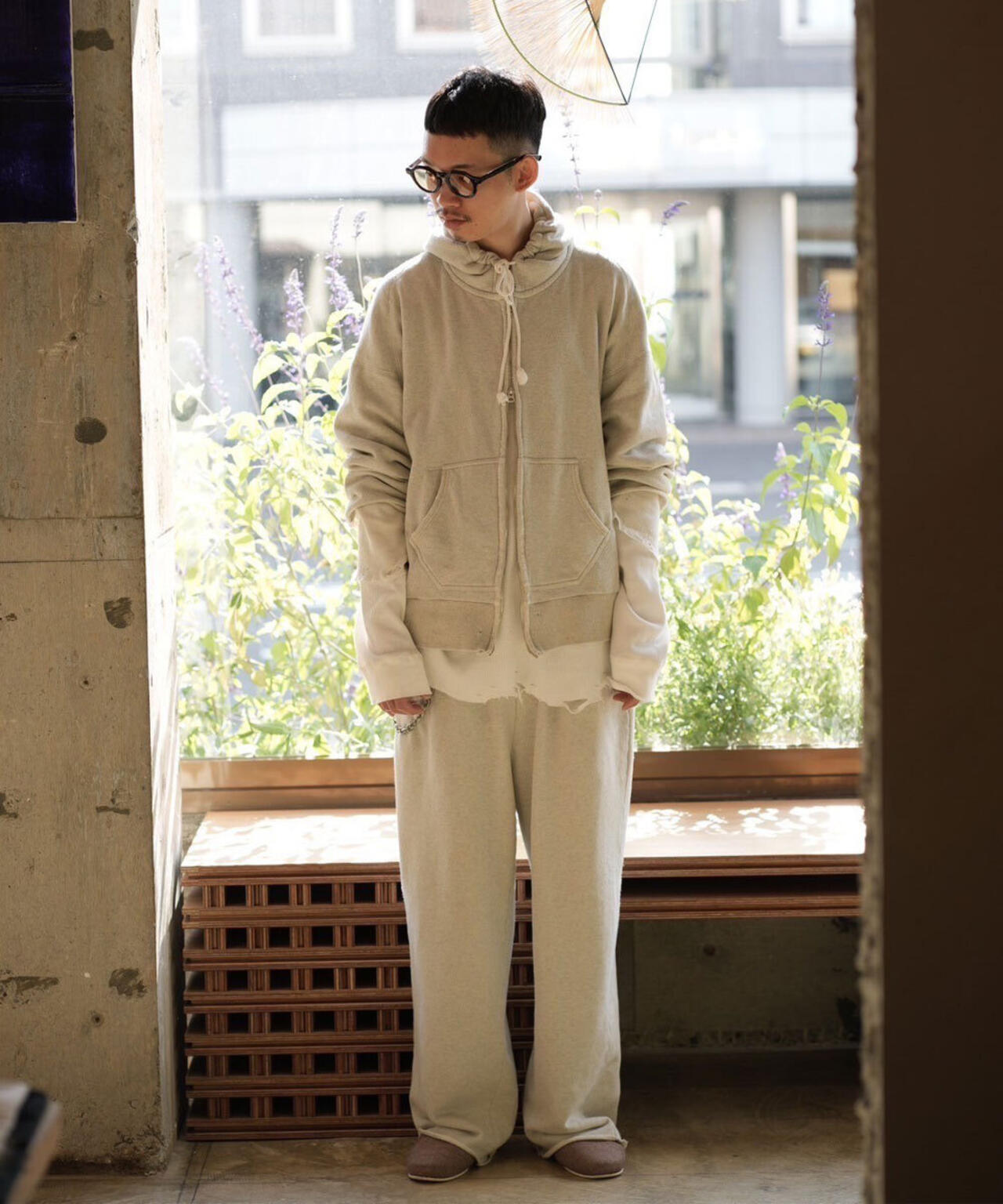ANCELLM/アンセルム/LAYERED ZIP－UP HOODIE EX