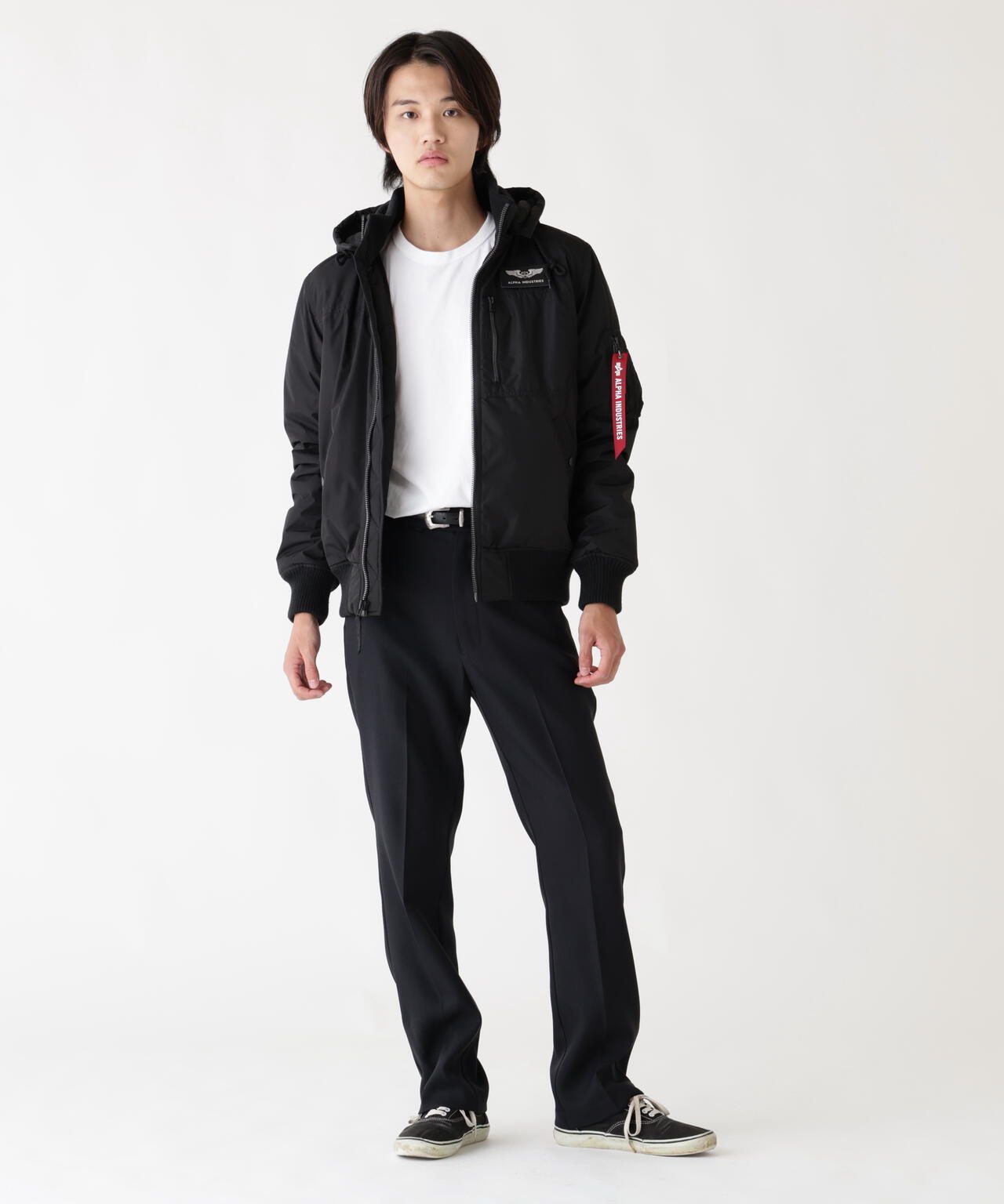 HOODED RIB FLIGHT JACKET