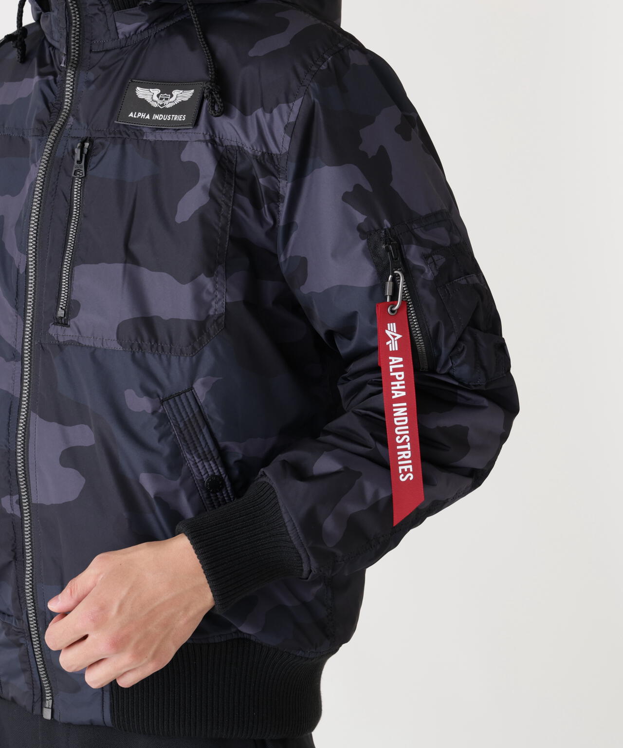 HOODED RIB FLIGHT JACKET